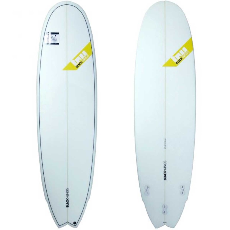 Planche surf Black Wings 6'9 FISH 6PACK cristal clear