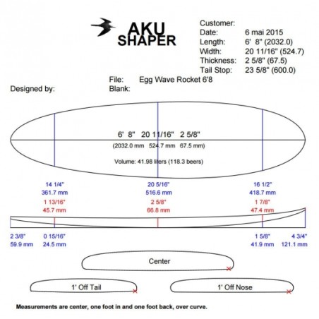 Planche surf Blackwings 6'8 Egg Wave Rocket Cristal Clear