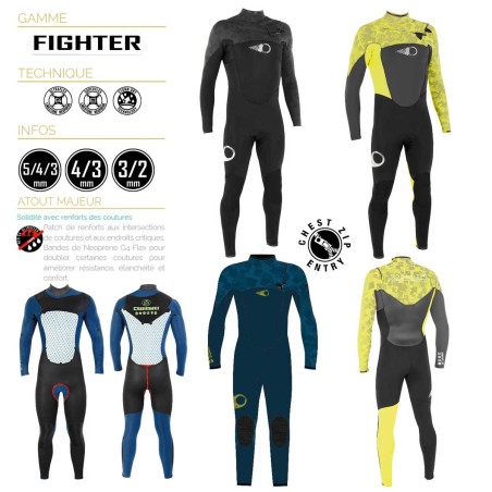 Combinaison Sooruz Fighter 3/2mm 2019 Front Zip Yellow