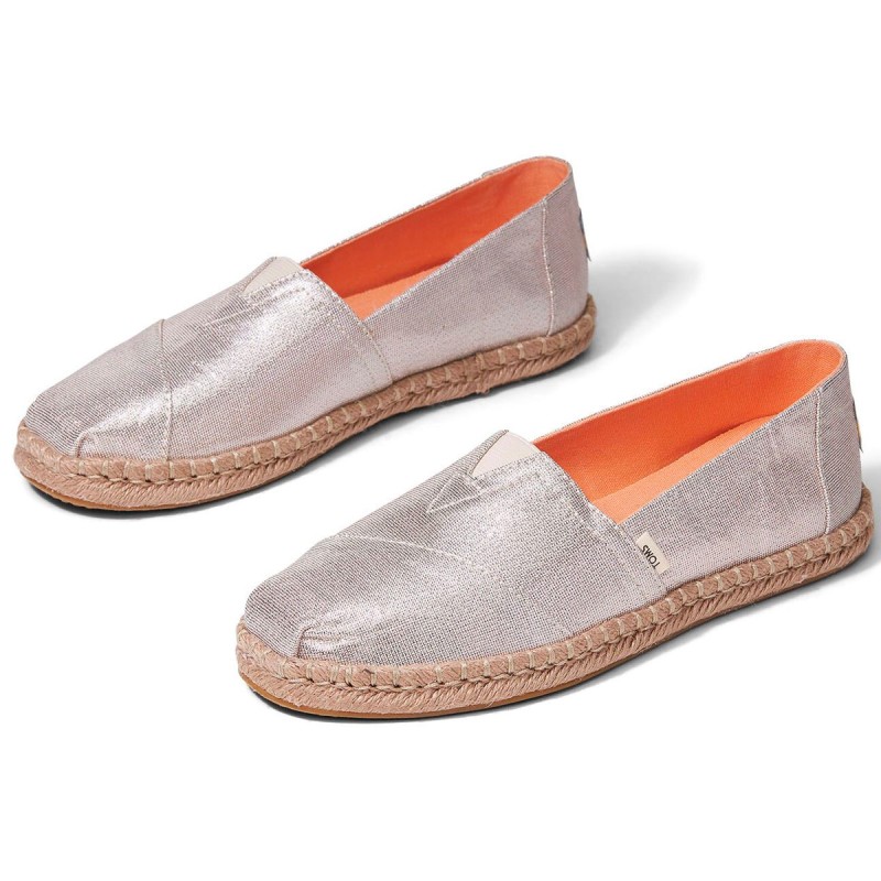 Espadrilles Métallisées Argent Femme Toms