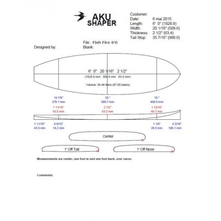 Planche surf Blackwings 6'0 FISH Cristal Clear