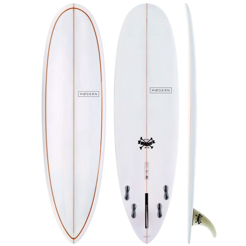 Planche de Surf Modern Surfboards Love Child PU Grey Org Pinlines