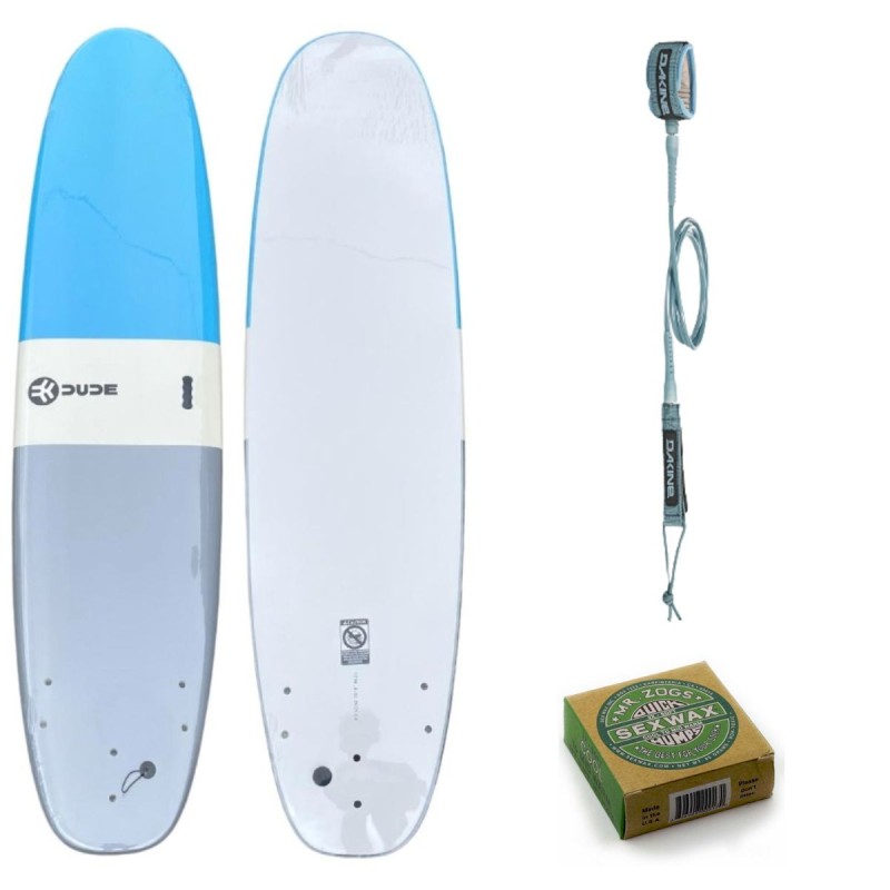 Pack Surf Dude Soft Deck Bleu + Leash + Wax