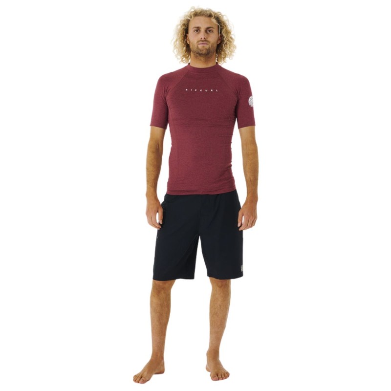 Top Lycra Manches Courtes RipCurl Dawn Patrol Perf 2023 - Marron