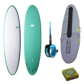 Pack Surf NSP Funboard + Leash + Wax + Housse