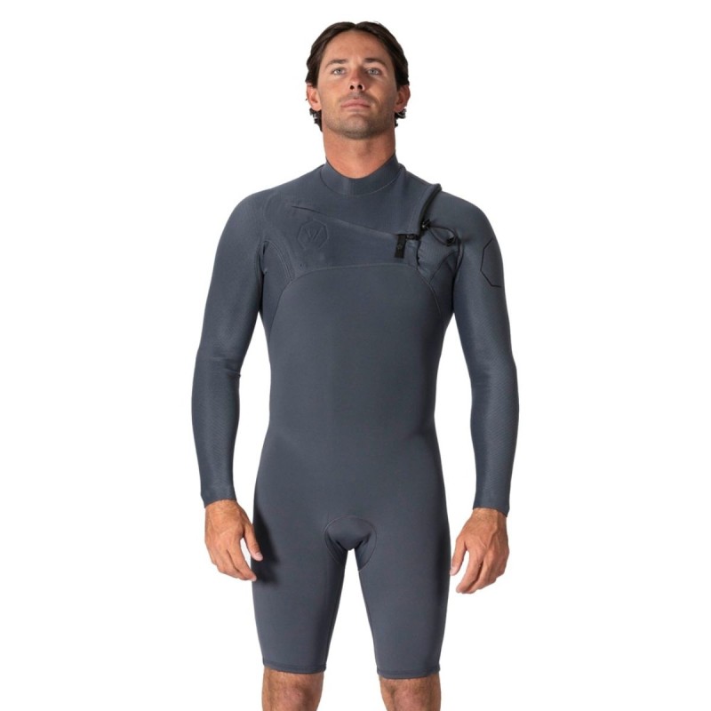 Shorty Néoprène Manches Longues Homme Vissla High Seas II 2mm 2025 - Gris Shorty Néoprène Manches Longues Homme Vissla High Seas II 2mm 2025 - Gris