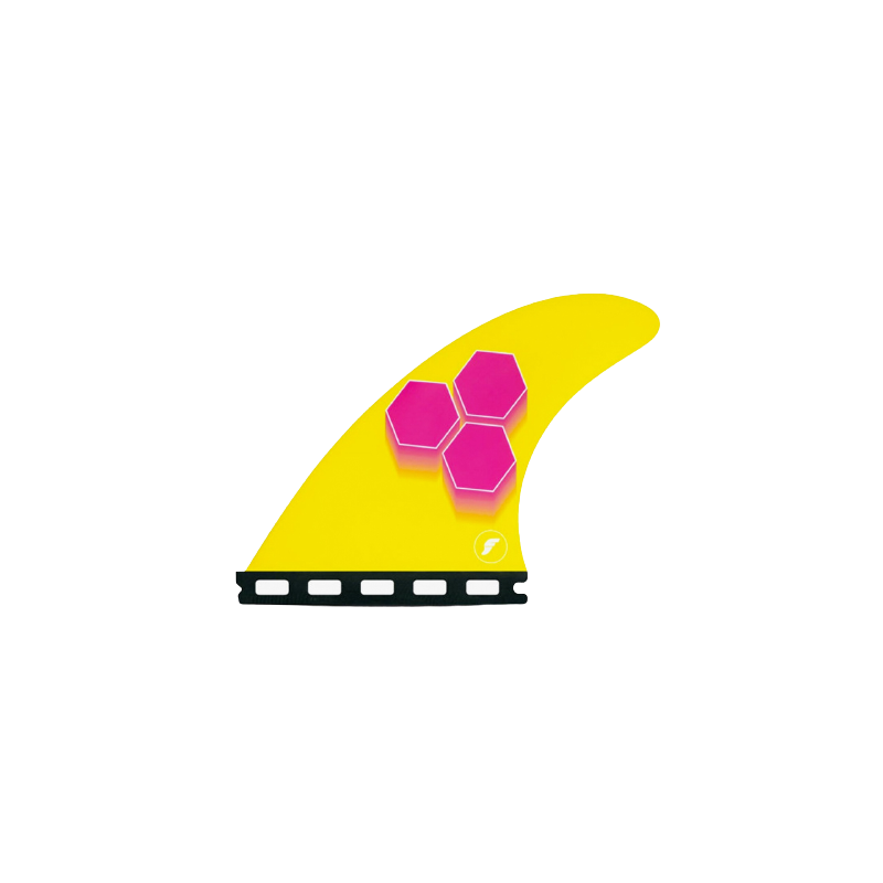 Aileron Futures Thruster - FAM3 Al Merrick RTM Hex Pink & Yellow Aileron Futures Thruster - FAM3 Al Merrick RTM Hex Pink & Yellow