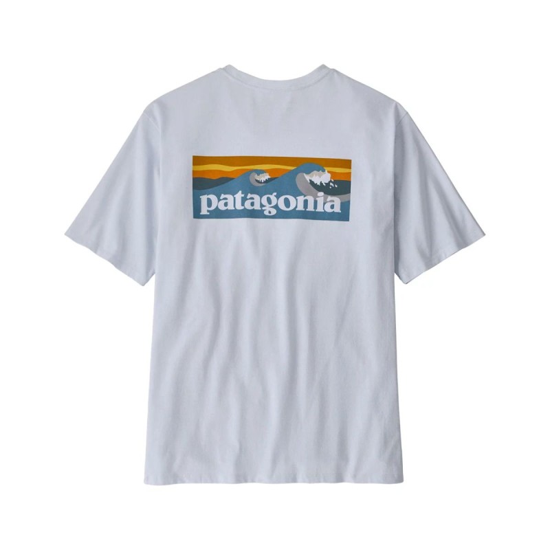 T-shirt Patagonia Boardshort Logo Pocket Reponsibili-Tee - Blanc